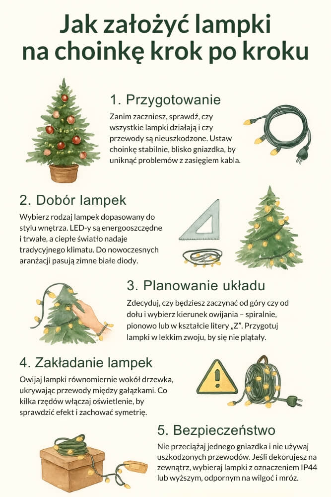 Najważniejsze zasady zakładania lampek na choinkę - wskazówki krok po kroku